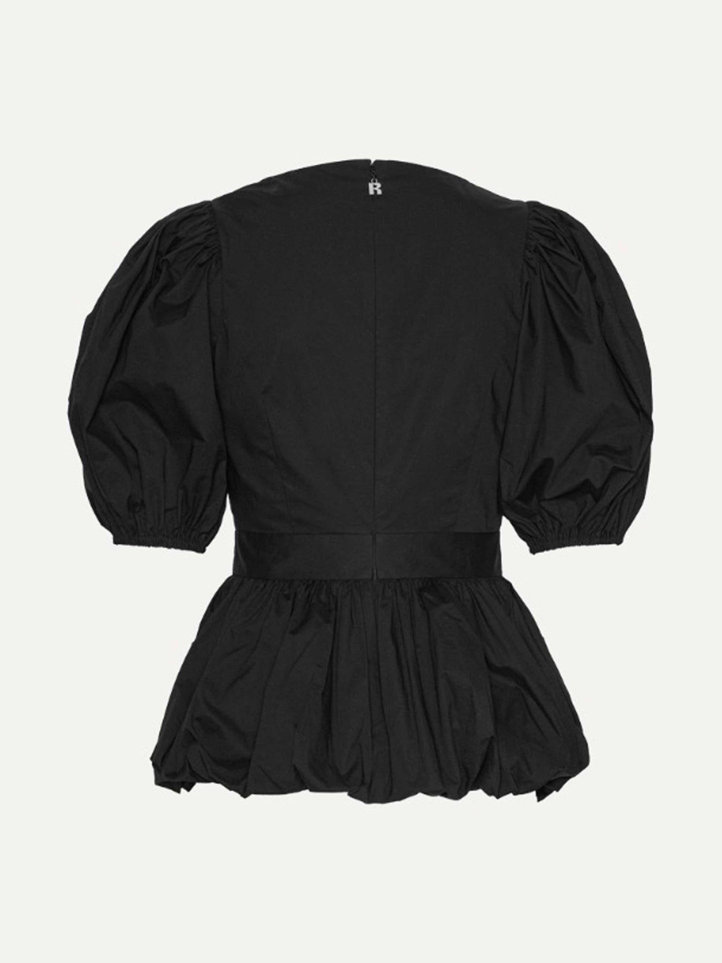 top noir avec manches bouffantes et détails fermetures
