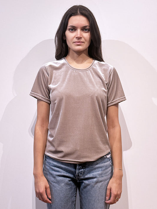 VELVET T-SHIRT TAUPE - SIMONE WILD